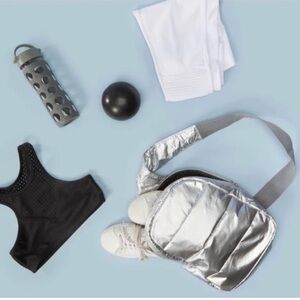 Brand new “Hi Love”  Puffer Crossbody Backpack in Silver